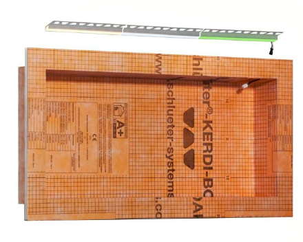 Schluëter Kerdi board NLT inbouwnis met Liprotec ledstrip