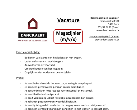 Vacature magazijnier